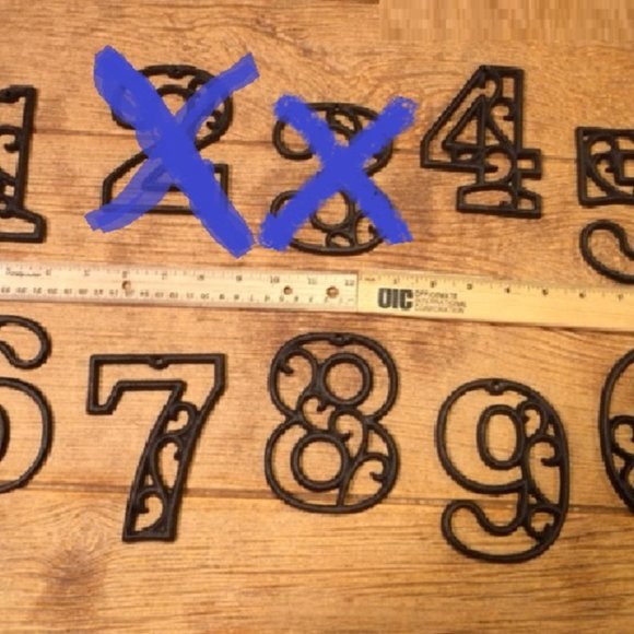 "0"(Zero) House Address Number Ornate Cast Iron Filigree 4 5/8" tall 0184-0558-0 - Picture 16 of 16